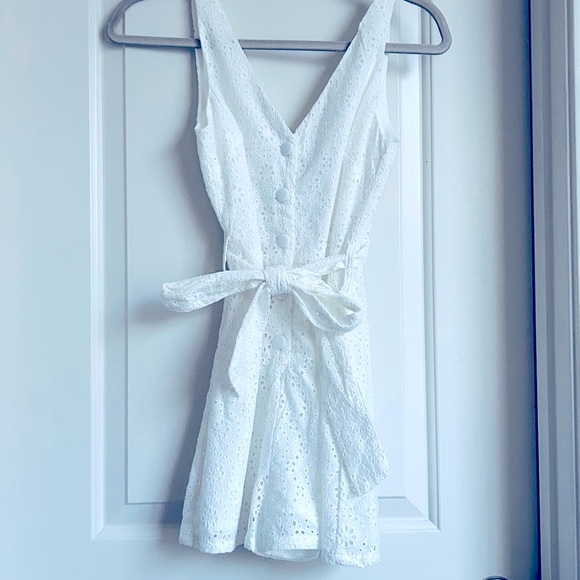 Gianni Bini White Eyelet Button Down Romper - Picture 2 of 9